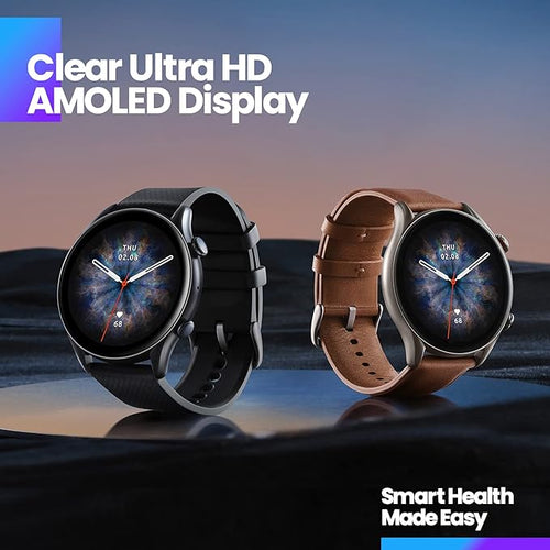 Amazfit GTR 3 Pro Smart Watch 1.45" Ultra HD AMOLED Display 24hrs Health Monitoring 150+ Sports Mode Fitness Watch | Built-In Alexa & GPS | 12-Days Long Battery Life | 5 ATM Water Resistant - Black