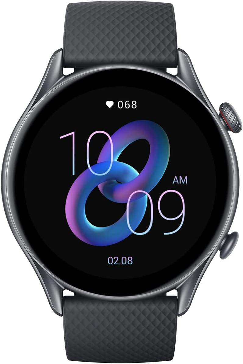Amazfit GTR 3 Pro Smart Watch 1.45" Ultra HD AMOLED Display 24hrs Health Monitoring 150+ Sports Mode Fitness Watch | Built-In Alexa & GPS | 12-Days Long Battery Life | 5 ATM Water Resistant - Black