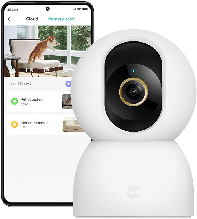 Xiaomi C701 4K 8MP Pan/Tilt Indoor Camera House WiFi Security Camera 360° Coverage AI Detection Night Vision Baby Pets Dogs Monitor Cameras Works with Alexa & Google