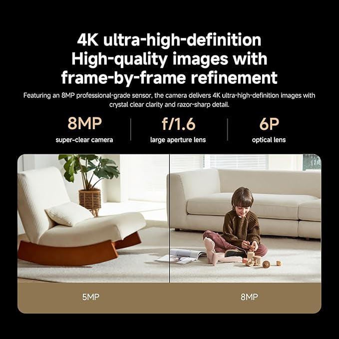 Xiaomi C701 4K 8MP Pan/Tilt Indoor Camera House WiFi Security Camera 360° Coverage AI Detection Night Vision Baby Pets Dogs Monitor Cameras Works with Alexa & Google