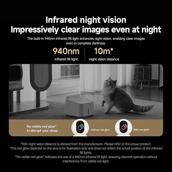 Xiaomi C701 4K 8MP Pan/Tilt Indoor Camera House WiFi Security Camera 360° Coverage AI Detection Night Vision Baby Pets Dogs Monitor Cameras Works with Alexa & Google
