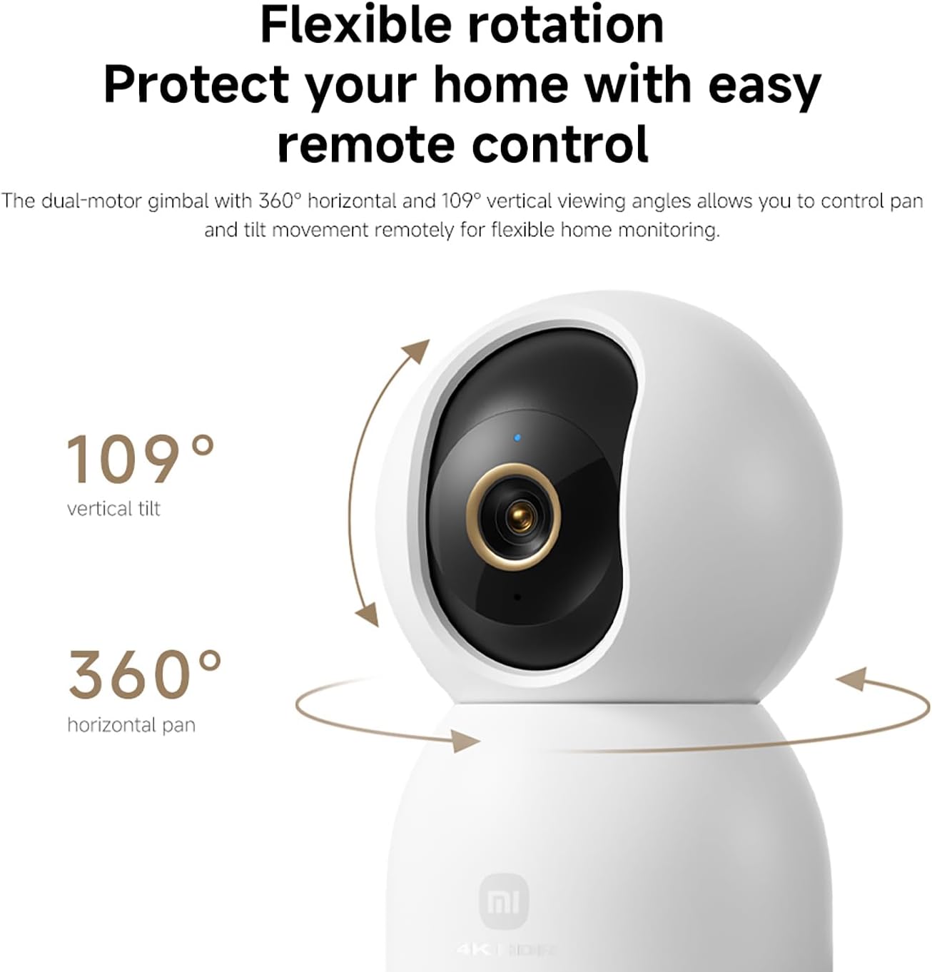 Xiaomi C701 4K 8MP Pan/Tilt Indoor Camera House WiFi Security Camera 360° Coverage AI Detection Night Vision Baby Pets Dogs Monitor Cameras Works with Alexa & Google