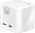 Belkin 2-Port USB C Plug 67W, Dual-Port GaN Charger with 2x USB C Ports, Fast Charging for MacBook, iPhone 17, iPad Pro, Chromebook, Galaxy S25 Ultra, Pixel 10, etc. - Travel Essentials - White