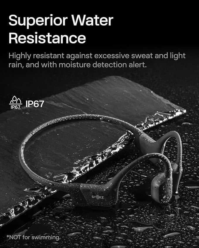 SHOKZ OpenRun Mini Bone Conduction Headphones, Open-Ear Bluetooth Sports Earphones with Mic, IP67 Waterproof Wireless Headset for Running, Workout, 8H Playtime, with Shokz Sport Headband