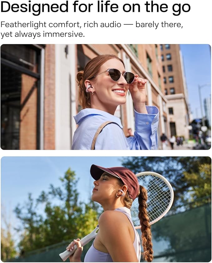 SHOKZ OpenDots ONE Open Ear Headphones, Premium Dolby Audio 6.5g Clip On Earbuds Bluetooth 5.4, Wireless Earphones with Mic, Fast Charging 40 hrs Playtime, IP54, with Cleaning Cloth,for Walking- Pink