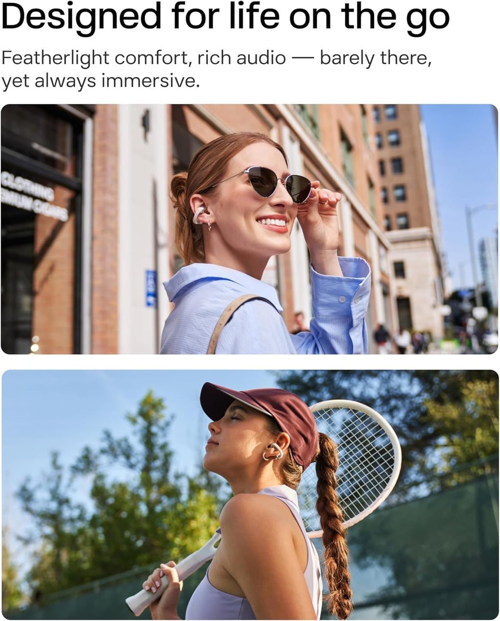 SHOKZ OpenDots ONE Open Ear Headphones, Premium Dolby Audio 6.5g Clip On Earbuds Bluetooth 5.4, Wireless Earphones with Mic, Fast Charging 40 hrs Playtime, IP54, with Cleaning Cloth,for Walking- Grey