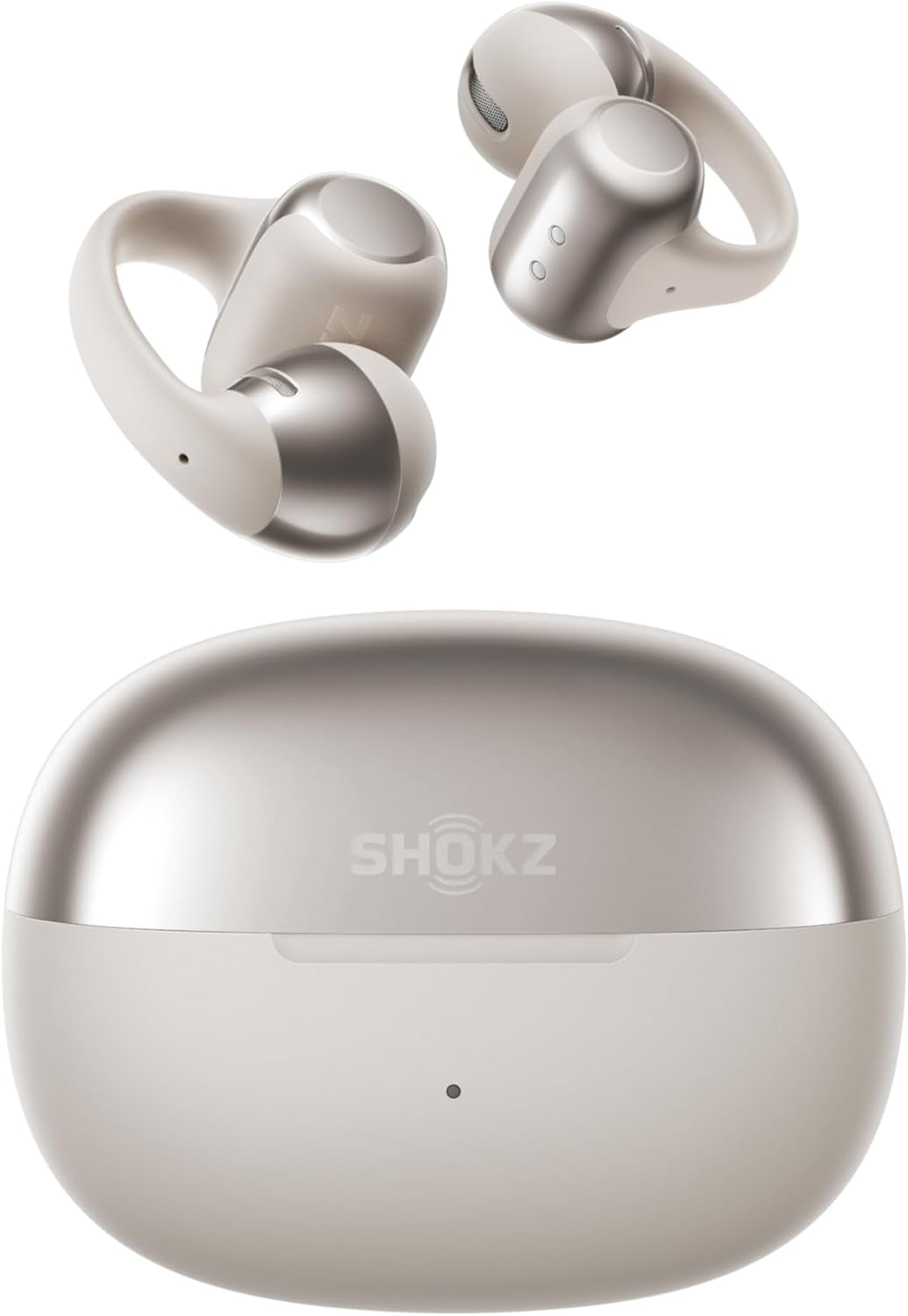 SHOKZ OpenDots ONE Open Ear Headphones, Premium Dolby Audio 6.5g Clip On Earbuds Bluetooth 5.4, Wireless Earphones with Mic, Fast Charging 40 hrs Playtime, IP54, with Cleaning Cloth,for Walking- Grey
