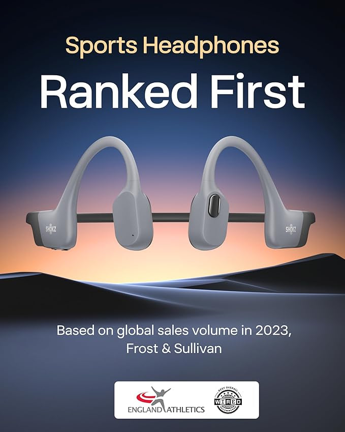 SHOKZ OpenSwim Pro Bone Conduction Sports Headphones, IP68 Waterproof Open-Ear Wireless Earphones with Bluetooth 5.4, 32GB of MP3 Storage, Noise Cancelling Mics, 9h Playtime for Running, Swimming-Grey