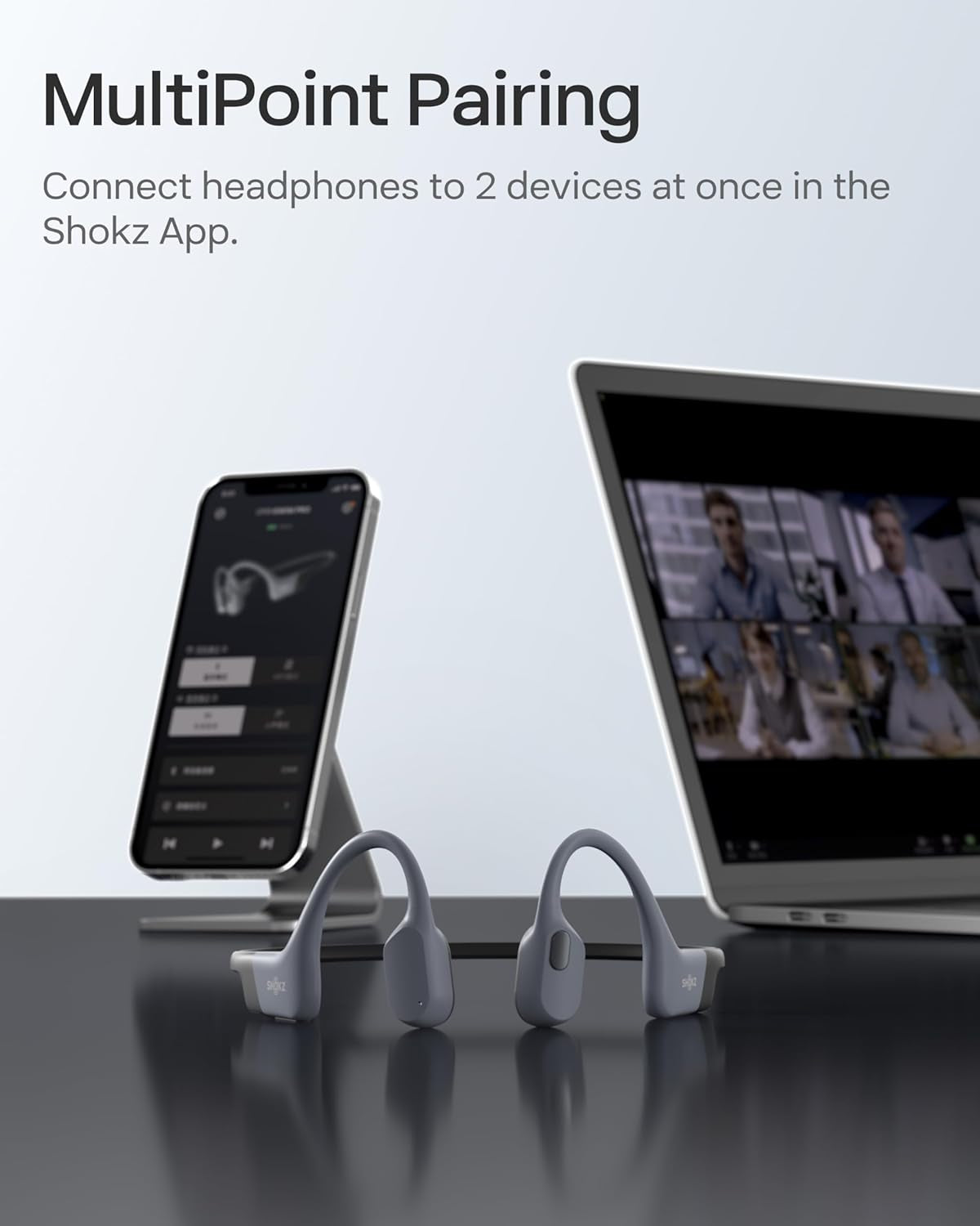 SHOKZ OpenSwim Pro Bone Conduction Sports Headphones, IP68 Waterproof Open-Ear Wireless Earphones with Bluetooth 5.4, 32GB of MP3 Storage, Noise Cancelling Mics, 9h Playtime for Running, Swimming-Grey