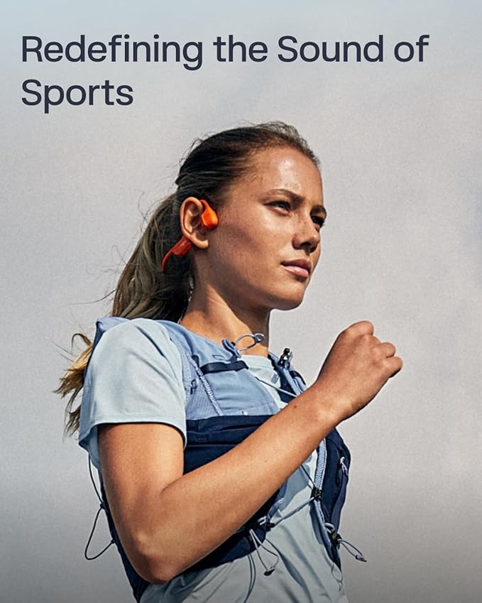 SHOKZ OpenRun Pro 2 Mini Bone Conduction Sports Headphones, Open-Ear Wireless Earphones with Bluetooth 5.3, Noise Cancelling Mics, IP55 Waterproof, 12h Playtime for Running, USB-C Quick Charge, Orange