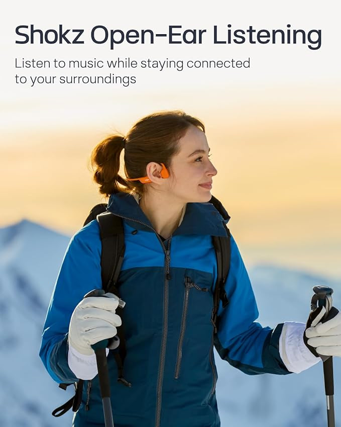 SHOKZ OpenRun Pro 2 Mini Bone Conduction Sports Headphones, Open-Ear Wireless Earphones with Bluetooth 5.3, Noise Cancelling Mics, IP55 Waterproof, 12h Playtime for Running, USB-C Quick Charge, Orange