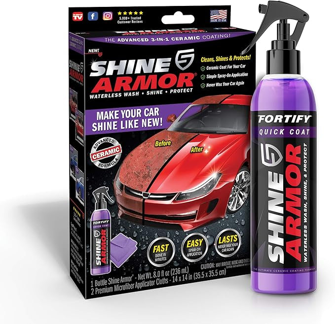 SHINE ARMOR Fortify Quick Coat High Performance Ceramic Coating, Car Wax Spray, Hydrophobic Finish Polishing and Polymer Paint Sealant Protection for C Seats