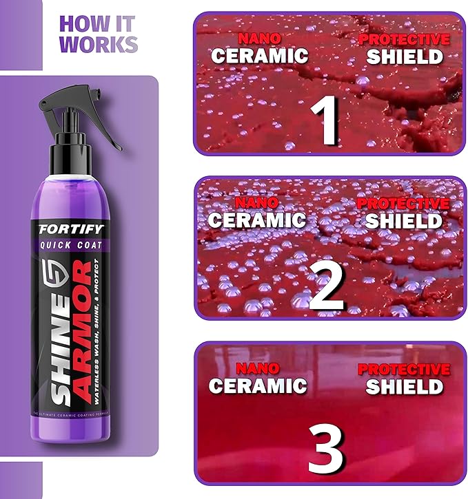 SHINE ARMOR Fortify Quick Coat High Performance Ceramic Coating, Car Wax Spray, Hydrophobic Finish Polishing and Polymer Paint Sealant Protection for C Seats