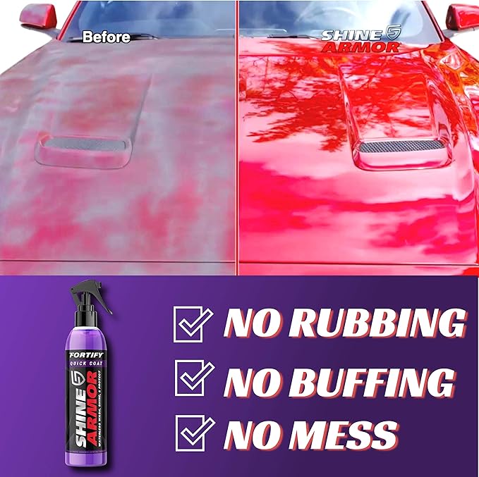 SHINE ARMOR Fortify Quick Coat High Performance Ceramic Coating, Car Wax Spray, Hydrophobic Finish Polishing and Polymer Paint Sealant Protection for C Seats