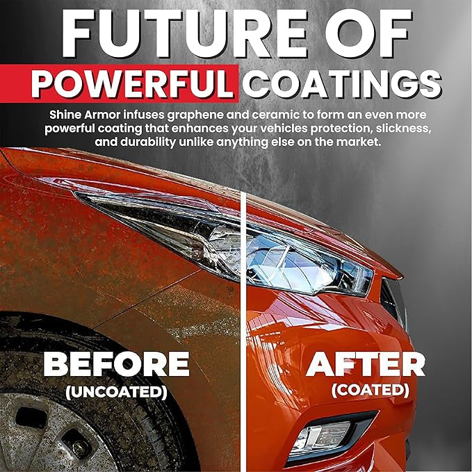 SHINE ARMOR Graphene Ceramic Coating for Car Detailing [8 Fl Oz] Protect your Vehicle Paintwork with Advanced Graphene Detail Spray | Choose American Made Car Cleaning Supplies from
