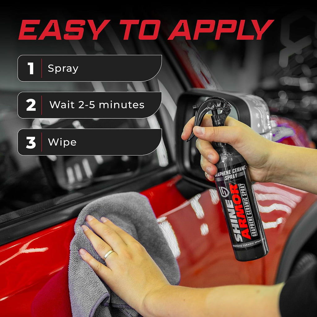 SHINE ARMOR Graphene Ceramic Coating for Car Detailing [8 Fl Oz] Protect your Vehicle Paintwork with Advanced Graphene Detail Spray | Choose American Made Car Cleaning Supplies from