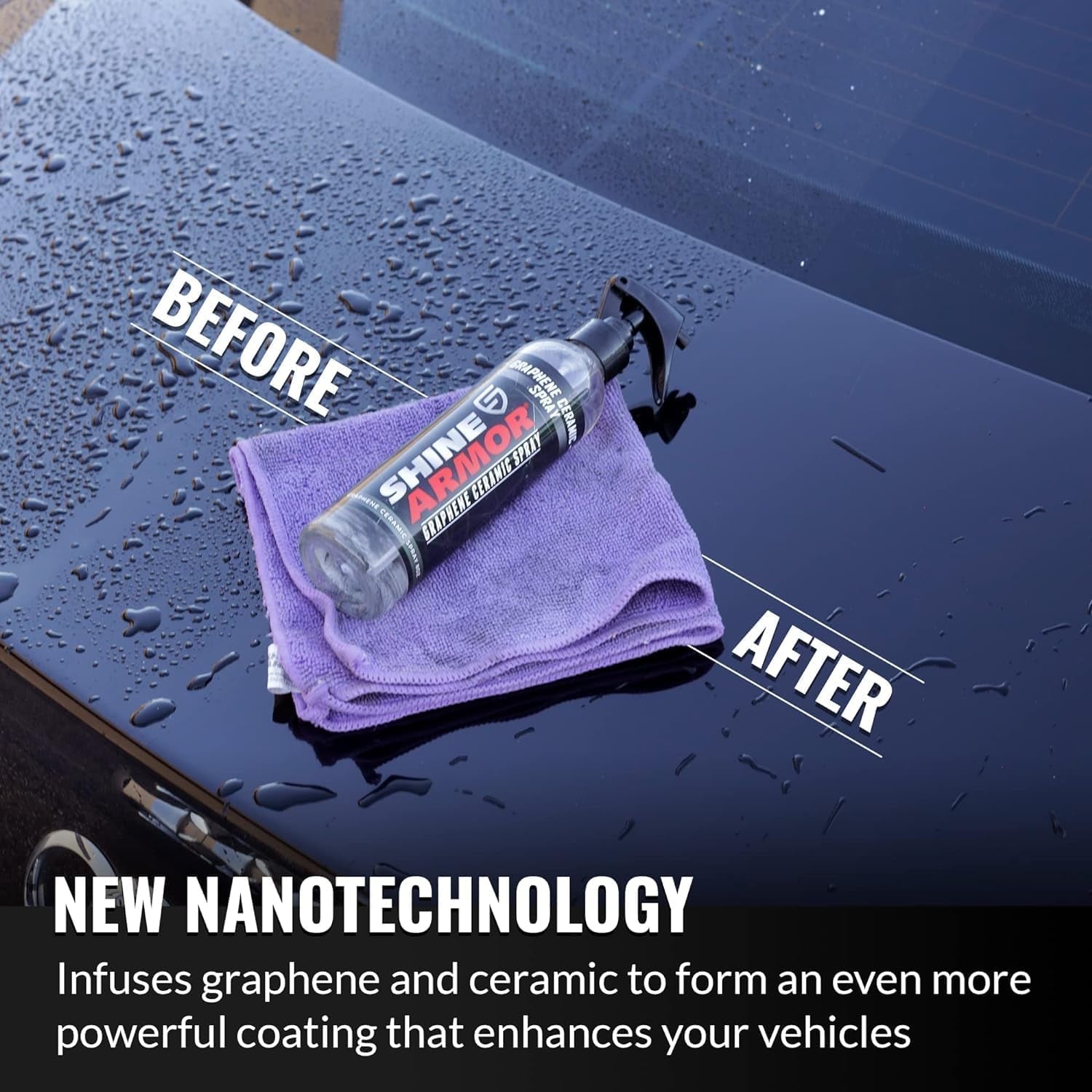 SHINE ARMOR Graphene Ceramic Coating for Car Detailing [8 Fl Oz] Protect your Vehicle Paintwork with Advanced Graphene Detail Spray | Choose American Made Car Cleaning Supplies from
