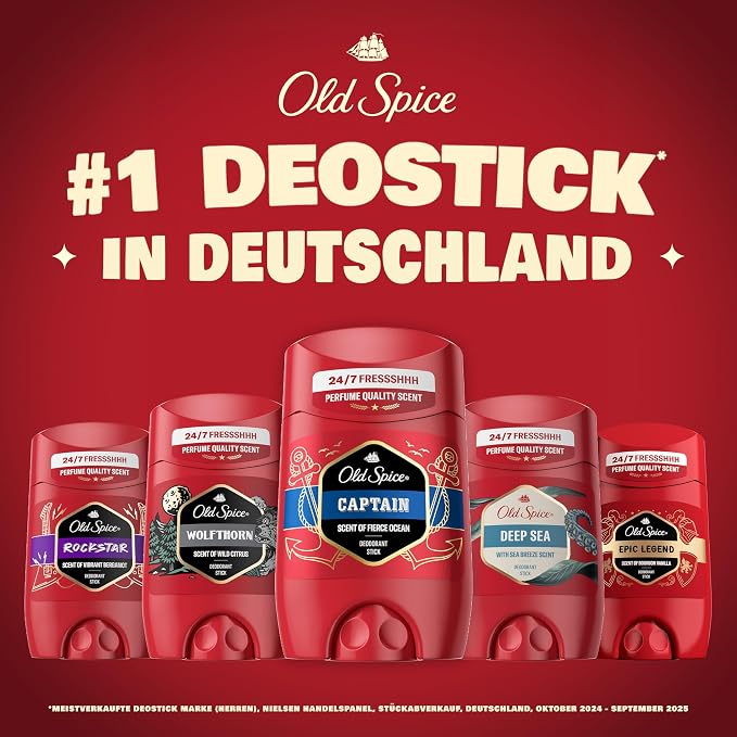 Old Spice Nightpanther Deodorant Stick for Men, 50 ml, 48H Fresh, Long-Lasting Fragrance in Perfume Quality, 0% Aluminium Salts, No Stains on Black and White, Made from 50% Recycled Plastic
