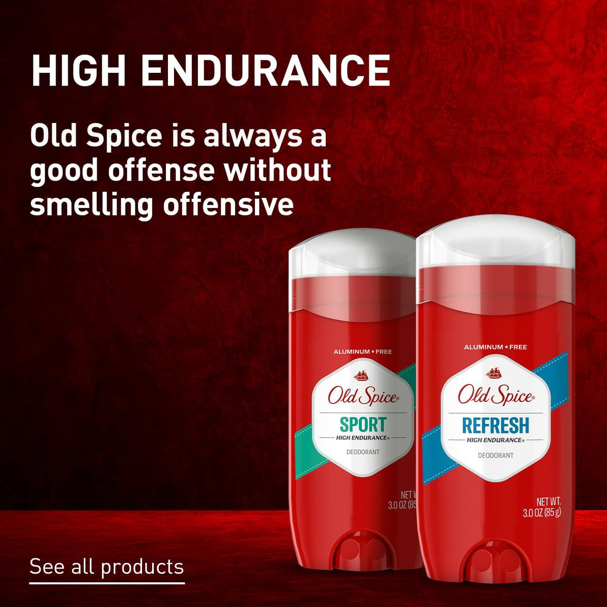 Old Spice Aluminum Free Deodorant For Men, High Endurance Sport Scent, Long-Lasting Odor Protection, Daily Freshness - 85g Pack Of 3 (3.0OZ)