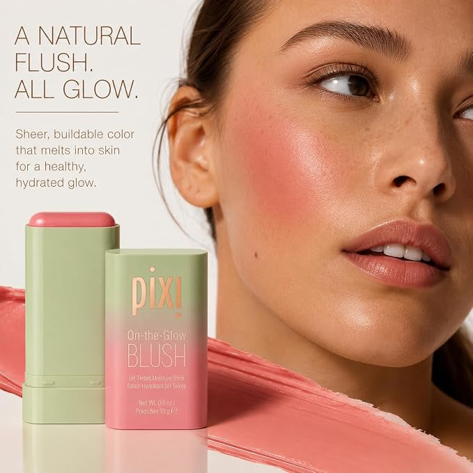 Pixi On-the-Glow Blush - CheekTone, pH Reactive Hydrating Tinted Moisture Blush Stick with Ginseng, Aloe Vera & Fruit Extracts, For Cheeks & Lips, 19g / 0.6oz, Paraben-Free