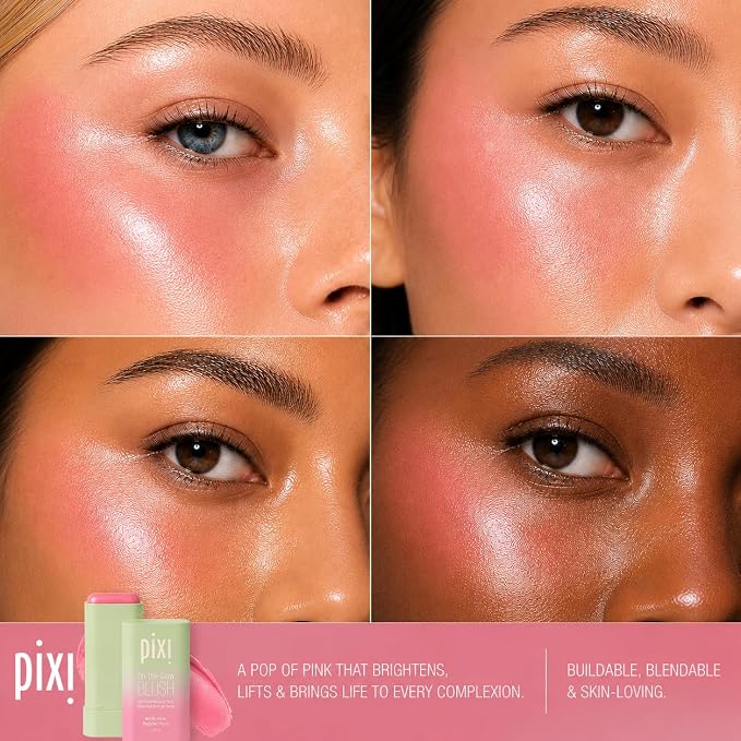 Pixi On-the-Glow Blush - CheekTone, pH Reactive Hydrating Tinted Moisture Blush Stick with Ginseng, Aloe Vera & Fruit Extracts, For Cheeks & Lips, 19g / 0.6oz, Paraben-Free