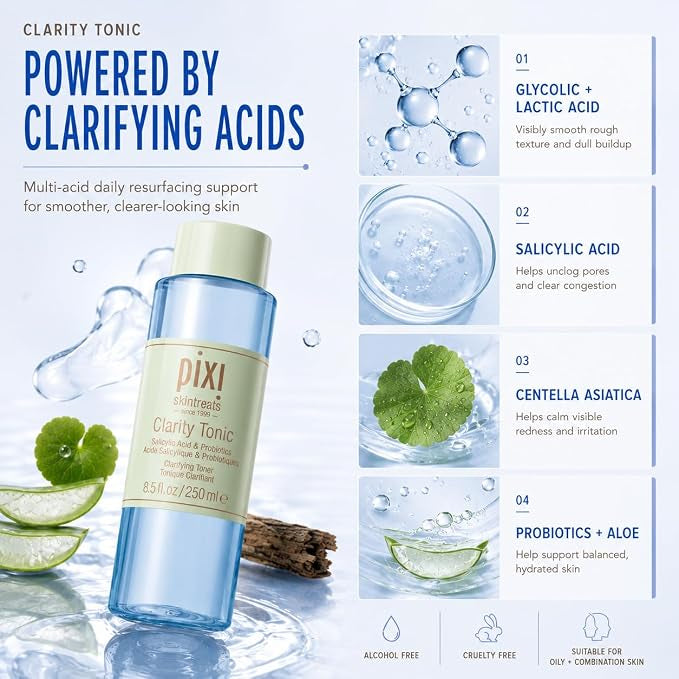 Pixi Clarity Tonic 250ml - leaving skin hydrated and smooth