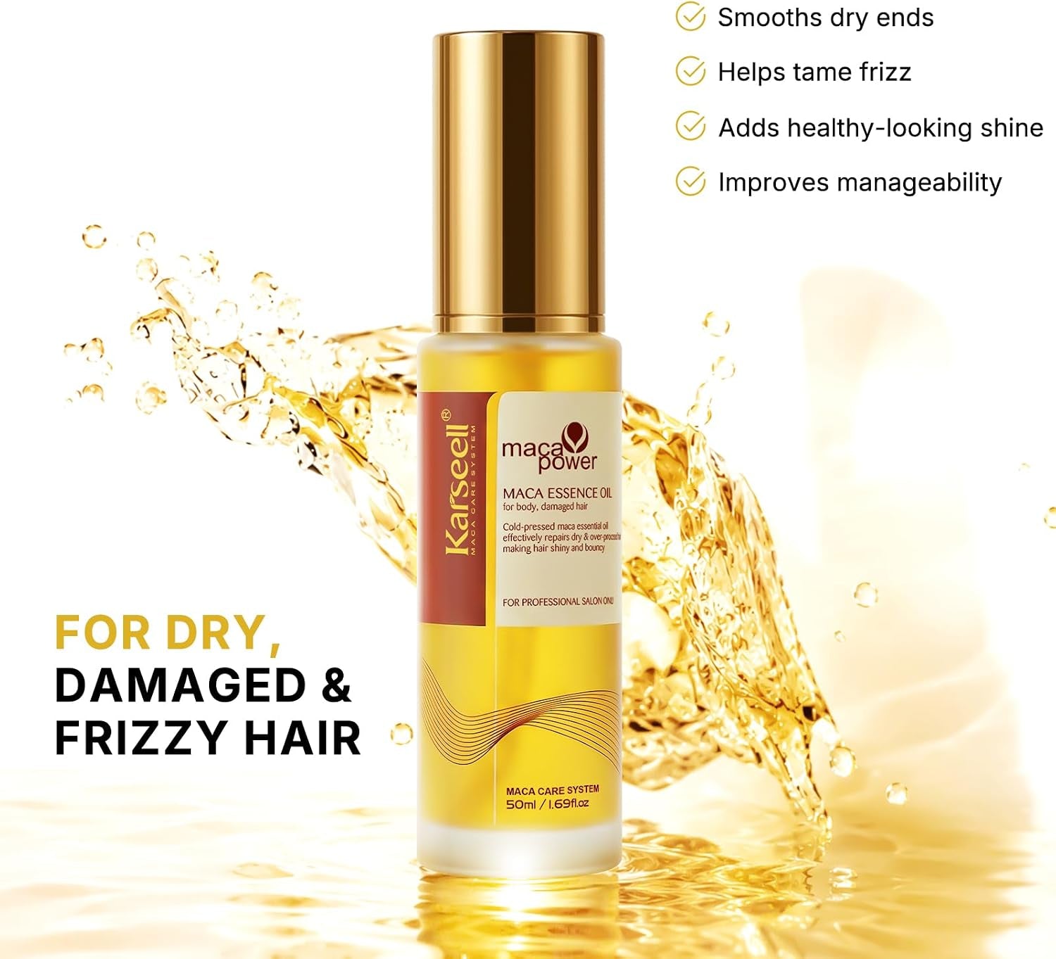 Karseell Argan Oil for Hair Healing Cold Pressed Weightless Moroccan Oil Hair Oil for Dry Damaged Hair 50ml