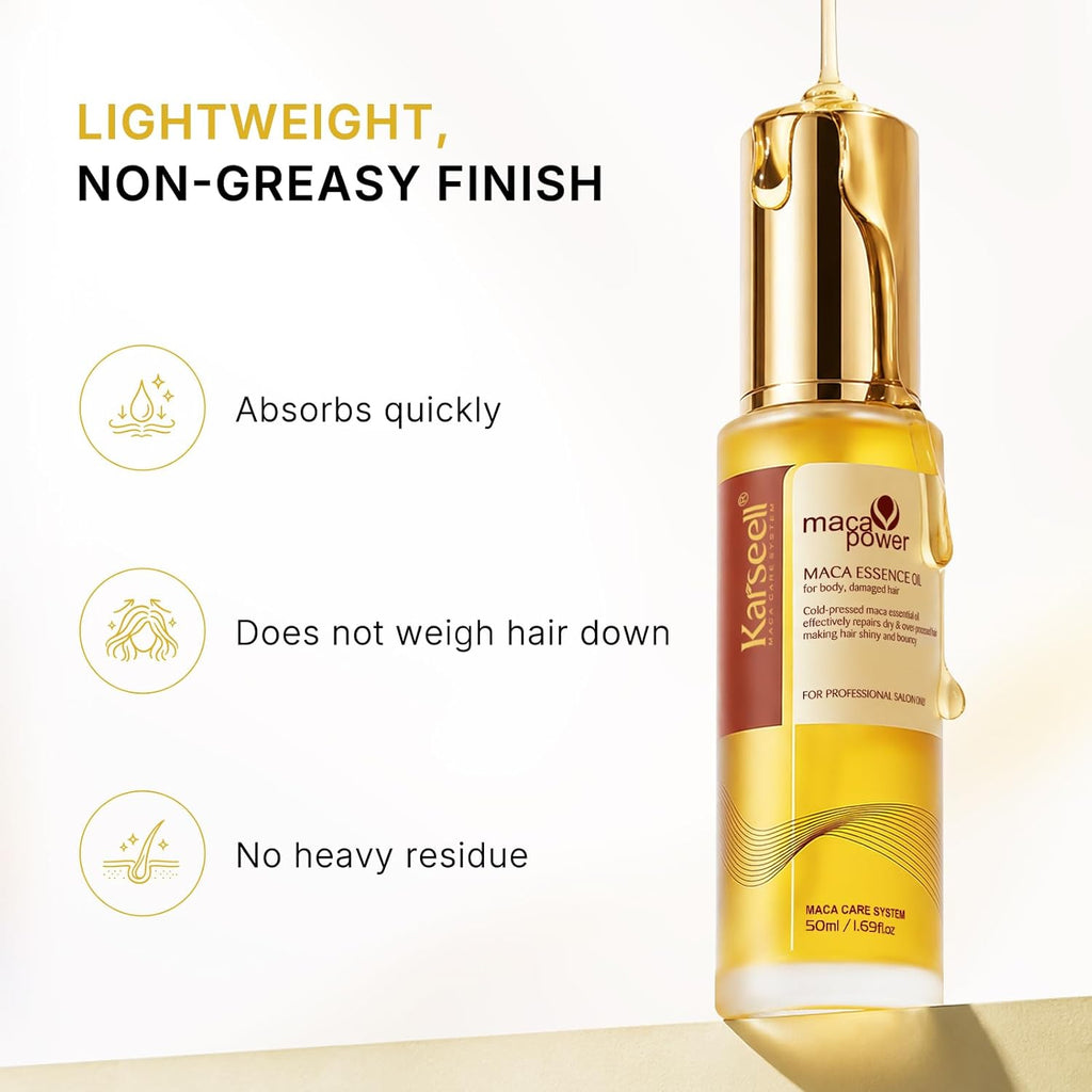 Karseell Argan Oil for Hair Healing Cold Pressed Weightless Moroccan Oil Hair Oil for Dry Damaged Hair 50ml