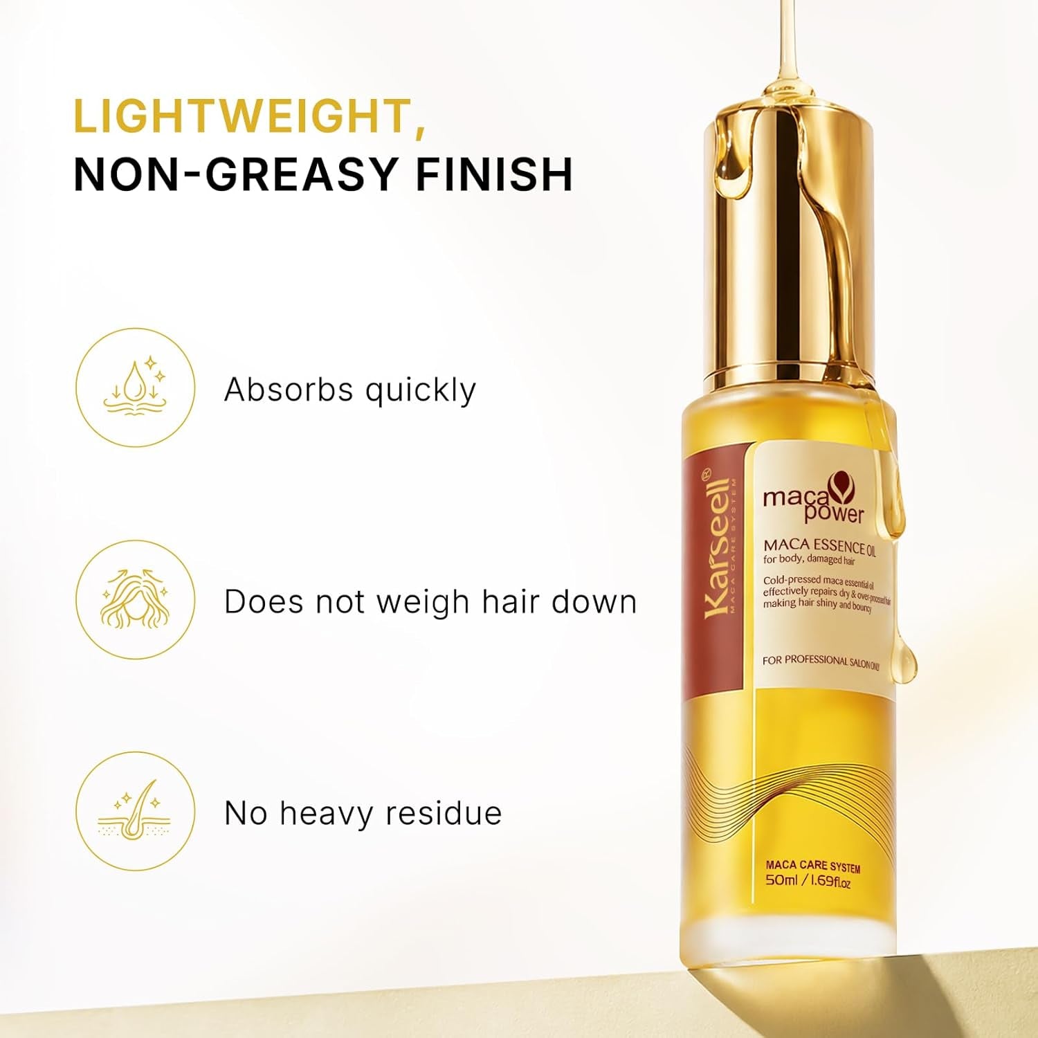 Karseell Argan Oil for Hair Healing Cold Pressed Weightless Moroccan Oil Hair Oil for Dry Damaged Hair 50ml