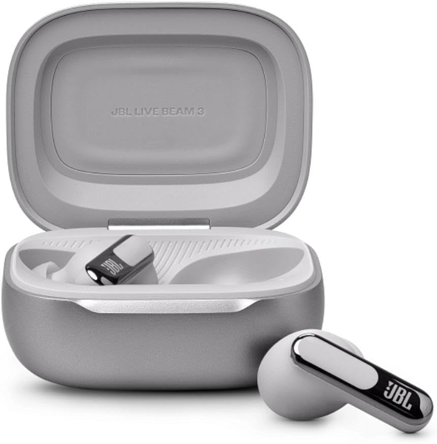 JBL Live Beam 3 True wireless noise-cancelling earbuds with stick-closed design and Smart Charging Case, JBLLIVEBEAM3SIL, Silver
Visit the JBL Store