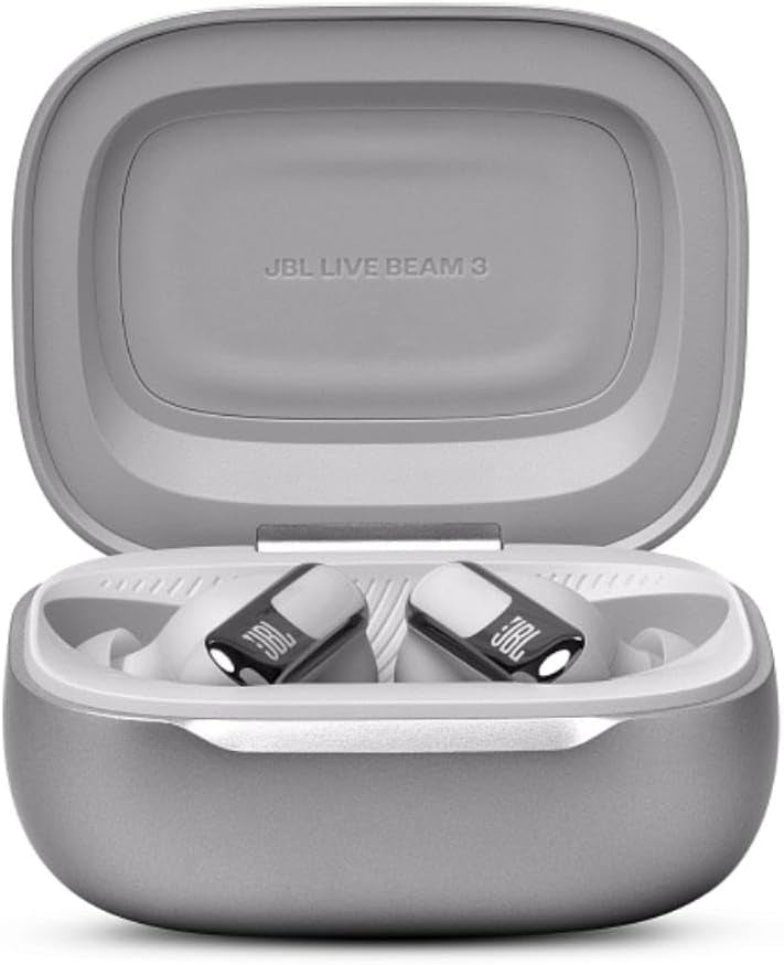 JBL Live Beam 3 True wireless noise-cancelling earbuds with stick-closed design and Smart Charging Case, JBLLIVEBEAM3SIL, Silver
Visit the JBL Store