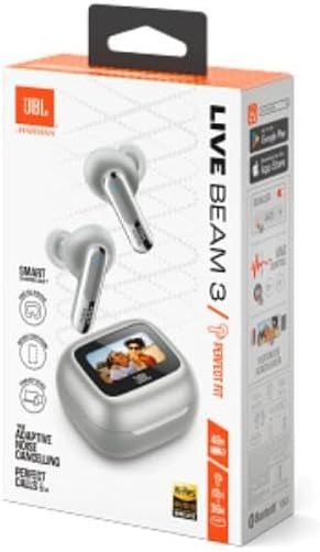 JBL Live Beam 3 True wireless noise-cancelling earbuds with stick-closed design and Smart Charging Case, JBLLIVEBEAM3SIL, Silver
Visit the JBL Store