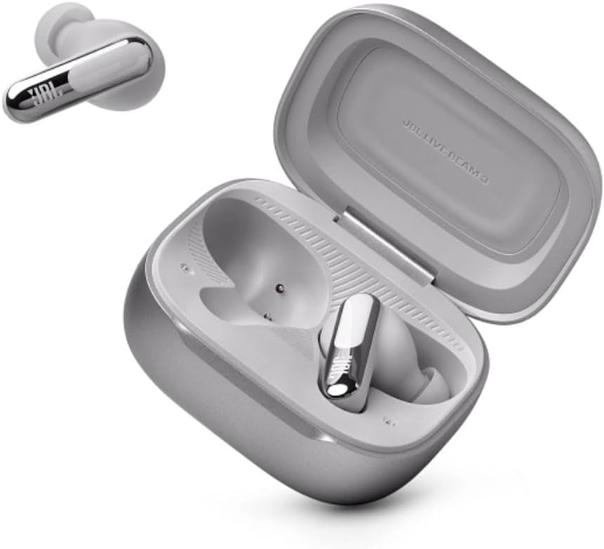 JBL Live Beam 3 True wireless noise-cancelling earbuds with stick-closed design and Smart Charging Case, JBLLIVEBEAM3SIL, Silver
Visit the JBL Store
