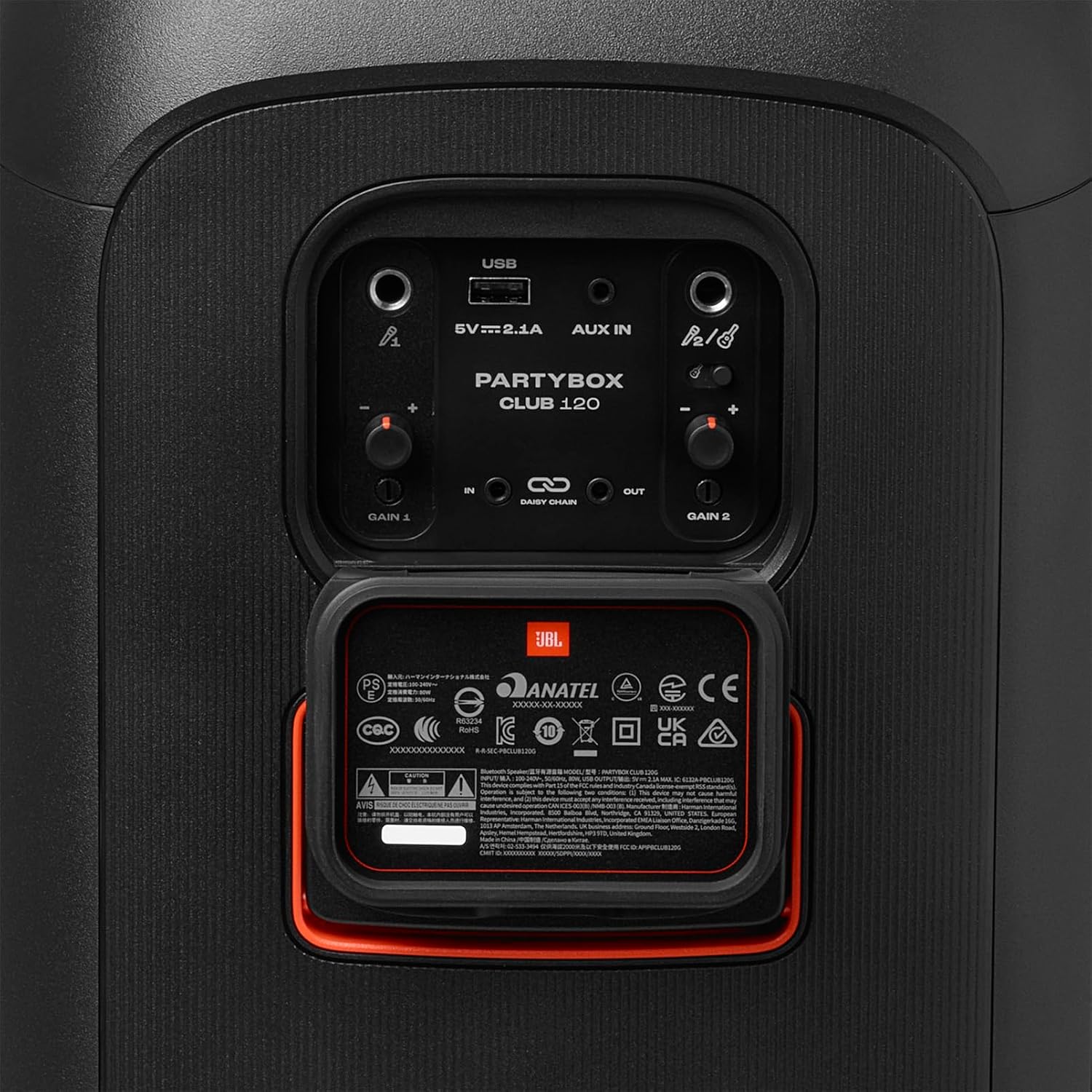 JBL Party Box Club 120 | Powerful Sound & Lightshow | Up to 12 Hours Playtime | AI Sound Boost | Multi-speaker connection by Auracast | Dual Mic & Guitar Inputs | JBLPBCLUB120UK, Black