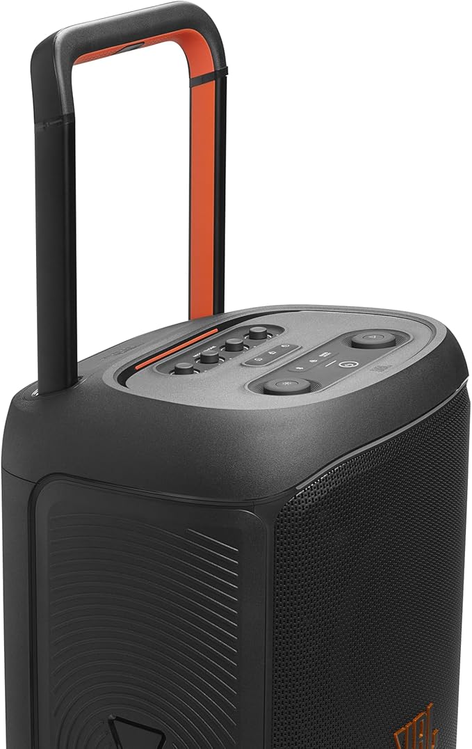 JBL PartyBox 520 Portable Bluetooth Party Speaker with AI Sound Boost, 400W Powerful Sound, Dynamic Light Show, 15H Playtime, Mic & Guitar Inputs, IPX4 Splashproof, Telescopic Handle & Wheels – Black | 15H Battery Life, Portable Design, Light Show, IPX4,