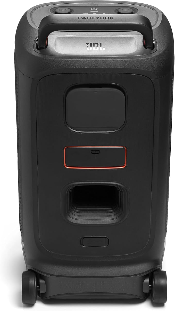 JBL PartyBox 520 Portable Bluetooth Party Speaker with AI Sound Boost, 400W Powerful Sound, Dynamic Light Show, 15H Playtime, Mic & Guitar Inputs, IPX4 Splashproof, Telescopic Handle & Wheels – Black | 15H Battery Life, Portable Design, Light Show, IPX4,