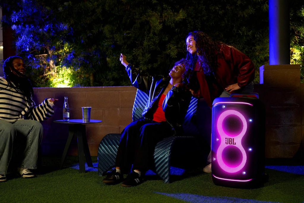 JBL PartyBox 520 Portable Bluetooth Party Speaker with AI Sound Boost, 400W Powerful Sound, Dynamic Light Show, 15H Playtime, Mic & Guitar Inputs, IPX4 Splashproof, Telescopic Handle & Wheels – Black | 15H Battery Life, Portable Design, Light Show, IPX4,