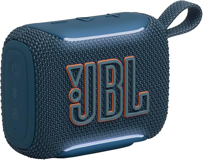 JBL Go 5 Portable Bluetooth Speaker with Ambient Edge Lighting, IP68 Waterproof & Dustproof, 10H Playtime, AirTouch Stereo Pairing, Auracast™, USB-C Lossless Audio – Compact & Drop-Proof, Blue
