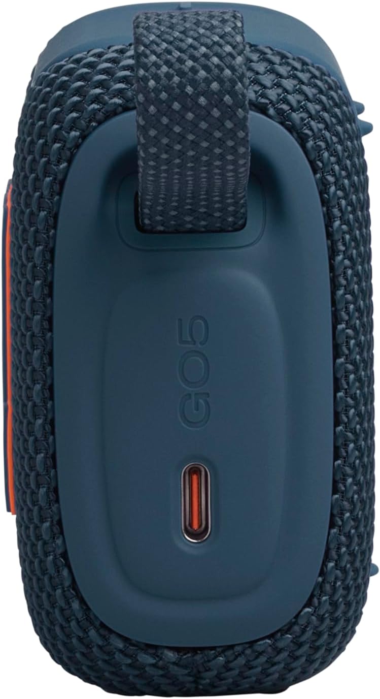 JBL Go 5 Portable Bluetooth Speaker with Ambient Edge Lighting, IP68 Waterproof & Dustproof, 10H Playtime, AirTouch Stereo Pairing, Auracast™, USB-C Lossless Audio – Compact & Drop-Proof, Blue