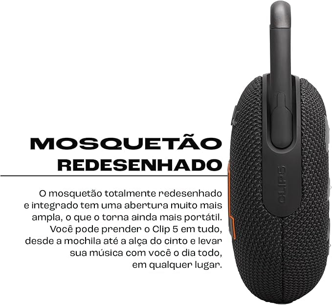 JBL Clip 5 Waterproof Bluetooth Speaker – Ultra-Portable, 12H Playtime, AURACAST (Multi-Speaker Connectivity), JBLCLIP5BLK, Black