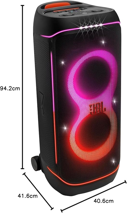 JBL PartyBox 720 Portable Party Speaker with 800W Pro Sound, Futuristic Lightshow, IPX4 Splashproof, Bluetooth 5.4, Replaceable Battery Compatible (Sold Separately), Dual XLR & USB-C Ports