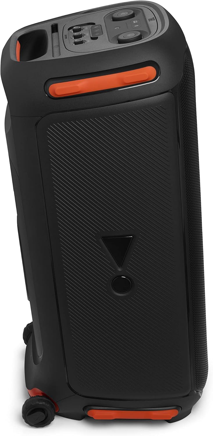 JBL PartyBox 710 Portable Indoor and Outdoor Party Speaker with Built-In Lights, IPX4 Splashproof Design, Deep Bass and Robust Wheels, in Black