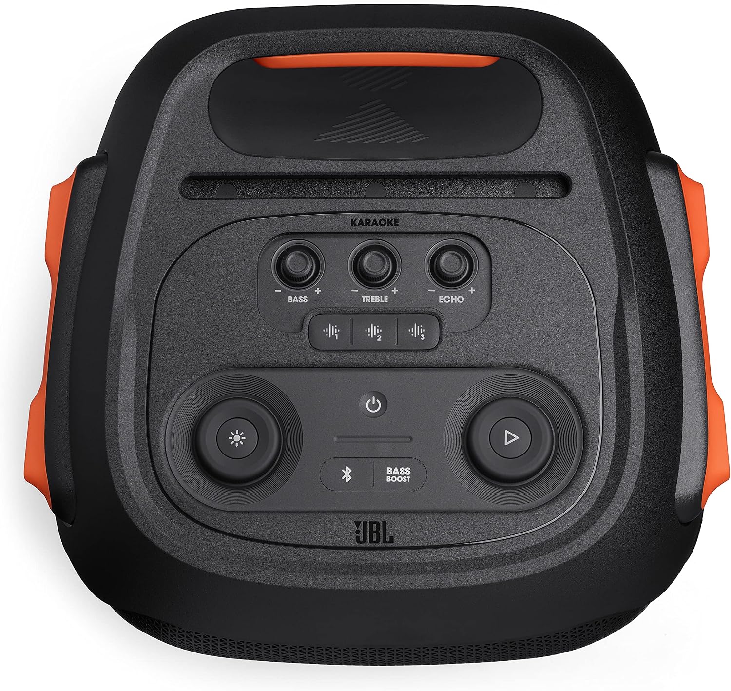 JBL PartyBox 710 Portable Indoor and Outdoor Party Speaker with Built-In Lights, IPX4 Splashproof Design, Deep Bass and Robust Wheels, in Black