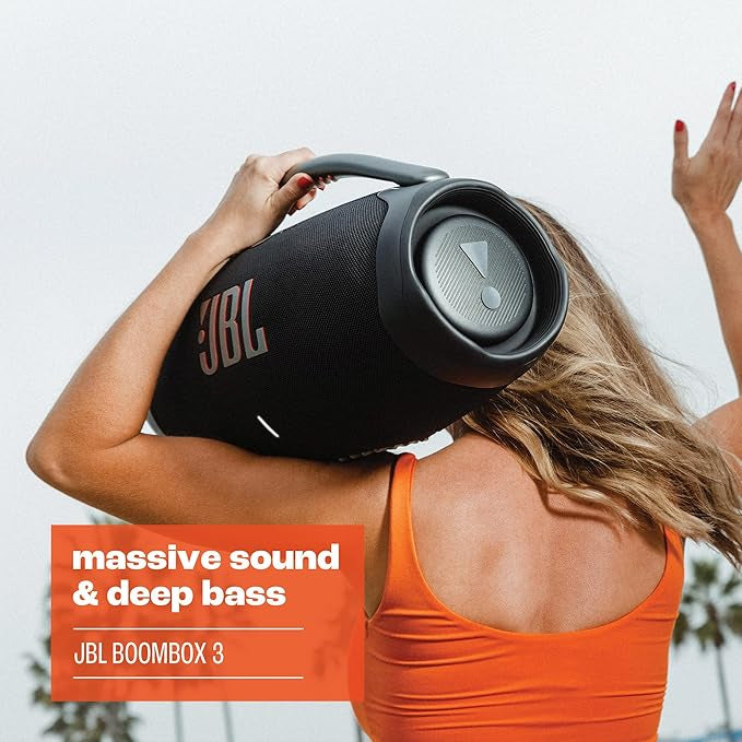 JBL Boombox 3 Bluetooth Speaker - Black, JBLBOOMBOX3BLKAM, JBLBOOMBOX3BLKUK