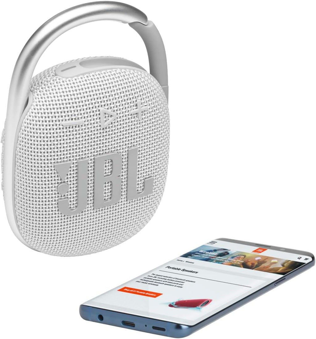 JBL Clip 4 Portable Bluetooth Speaker, 10H Battery, White, JBLCLIP4WHT