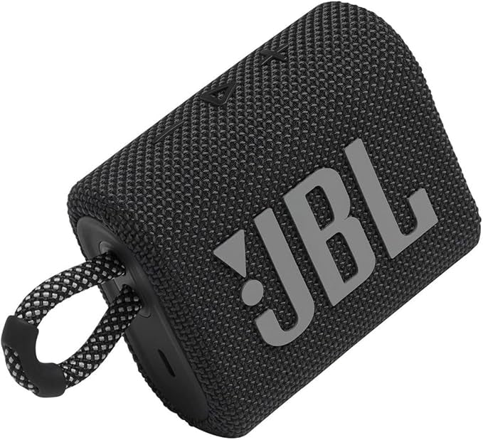 JBL Go 3 Portable Waterproof Speaker with Pro Sound, Powerful Audio, Punchy Bass, Ultra-Compact Size, Dustproof, Wireless Bluetooth Streaming, 5 Hours of Playtime - Black, JBLGO3BLK