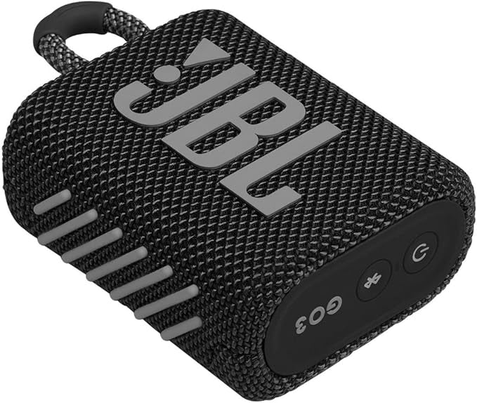 JBL Go 3 Portable Waterproof Speaker with Pro Sound, Powerful Audio, Punchy Bass, Ultra-Compact Size, Dustproof, Wireless Bluetooth Streaming, 5 Hours of Playtime - Black, JBLGO3BLK