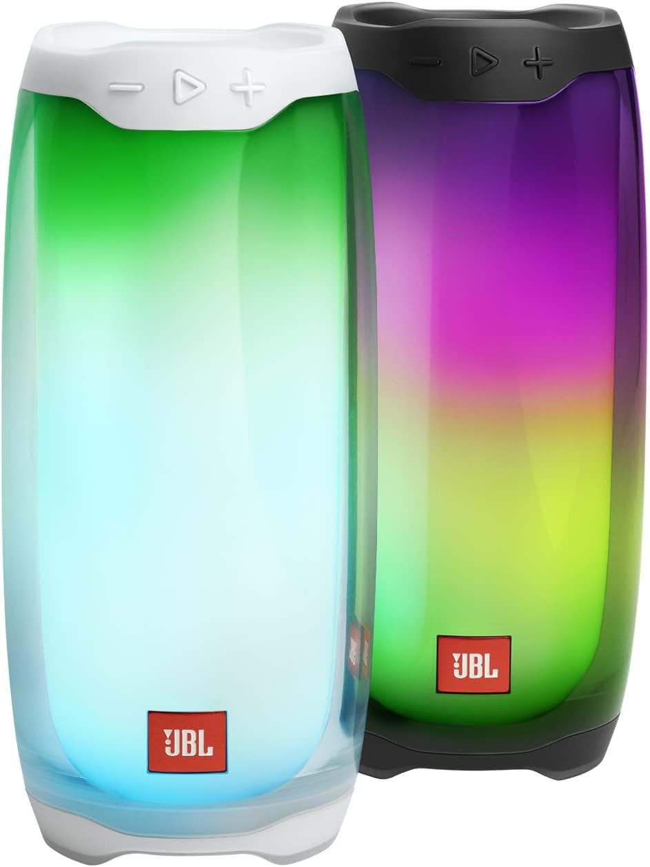 JBL Pulse 4 Portable Bluetooth Speaker, High-Resolution 360-Degree LED Lightshow, Powerful JBL Signature Sound, 12H Battery, IPX7 Waterproof, JBL Connect APP, Easy Sync - Black, JBLPULSE4BLK
