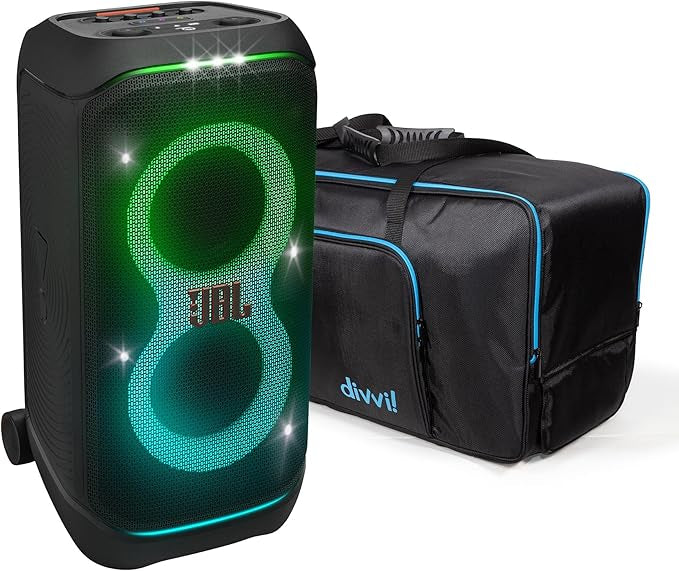 JBL PartyBox Stage 320 - Portable Bluetooth Speaker with divvi Protective Carrying Bag
