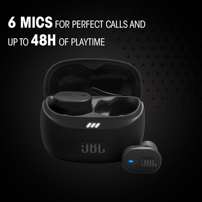 JBL Tune Buds 2 True Wireless Noise Cancellling Earbuds, Pure Bass Sound, Bluetooth 5.3, LE Audio, Smart Ambient, 6-Mic Technology, 48H Battery, Water and Dust Resistant - JBLTBEAM2WHT, White